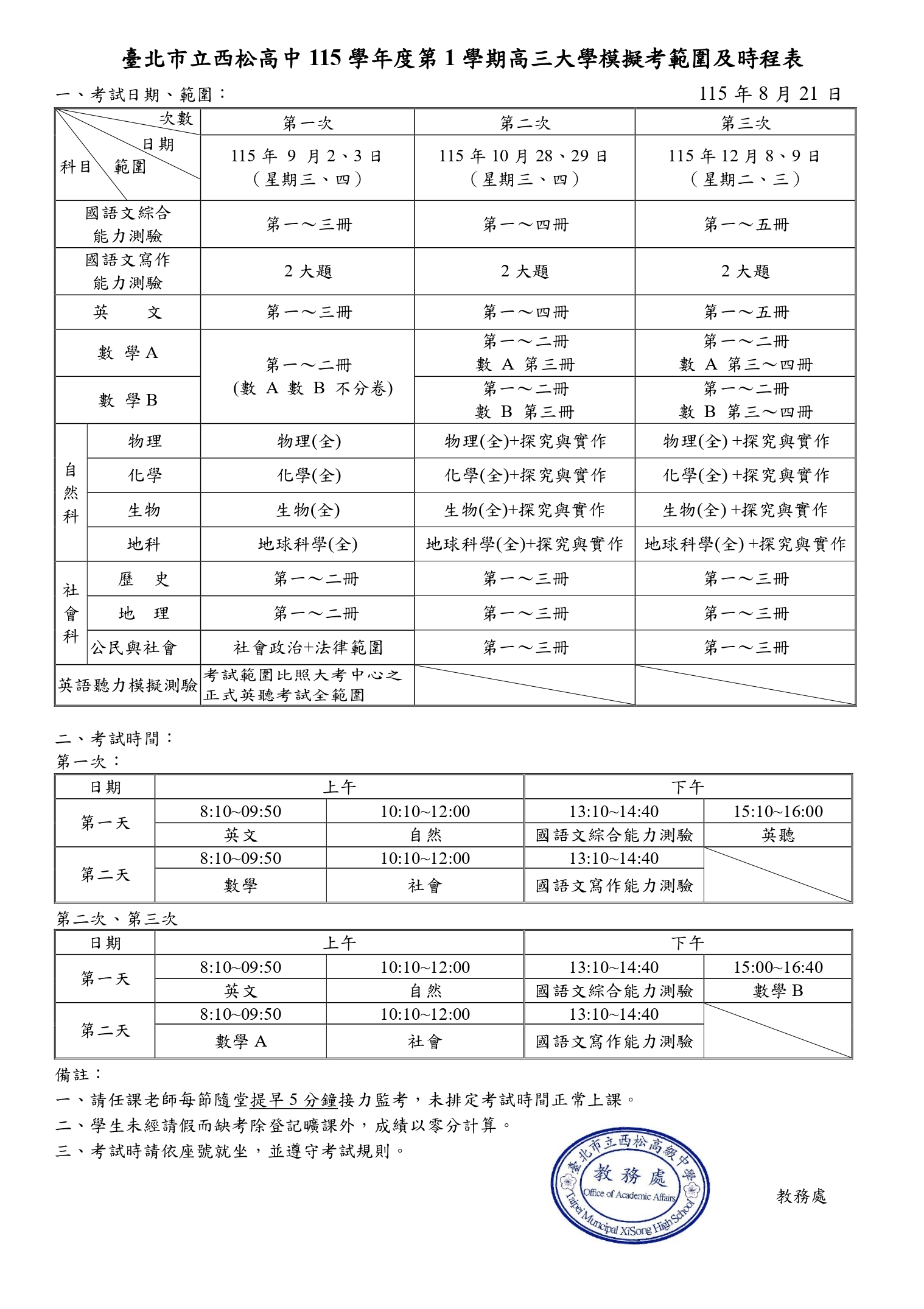 115-1高三模考範圍