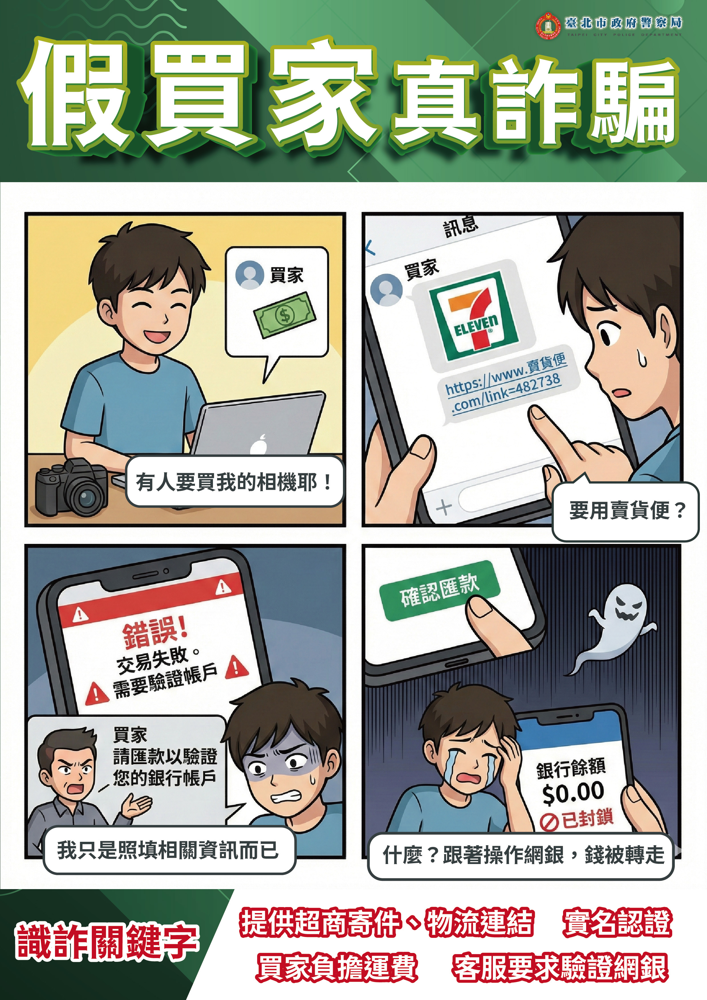 假中獎真詐騙-四格漫畫(A4)