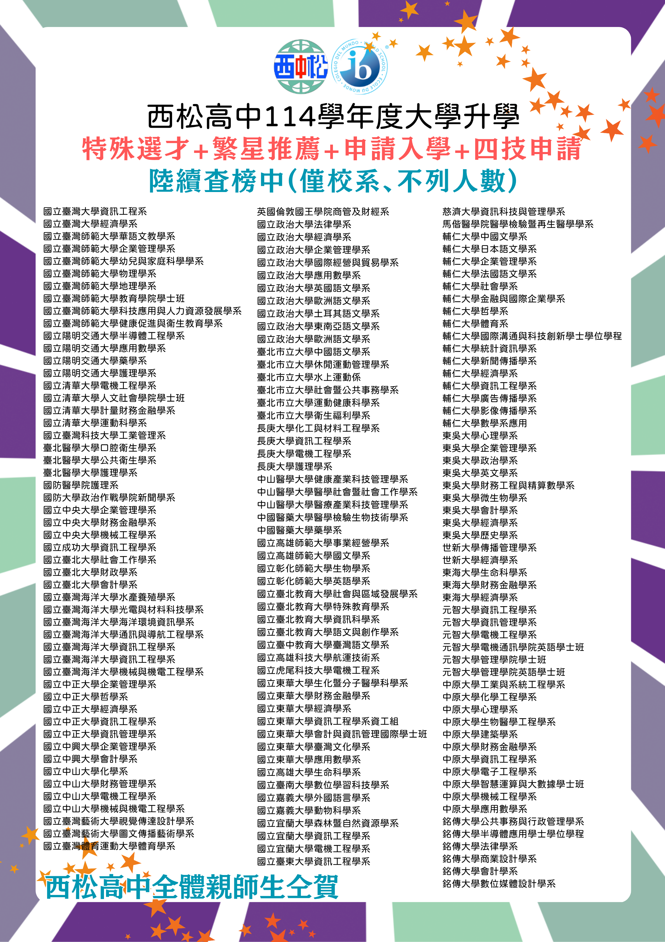 114校系榜